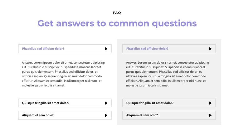 Questions in two columns HTML Template