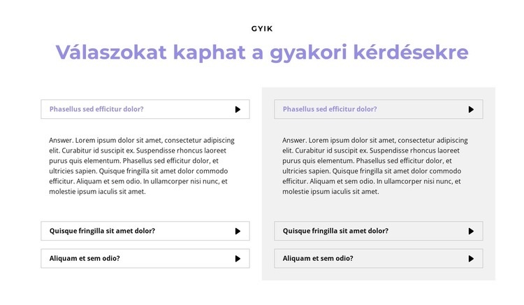 Kérdések két rovatban WordPress Téma