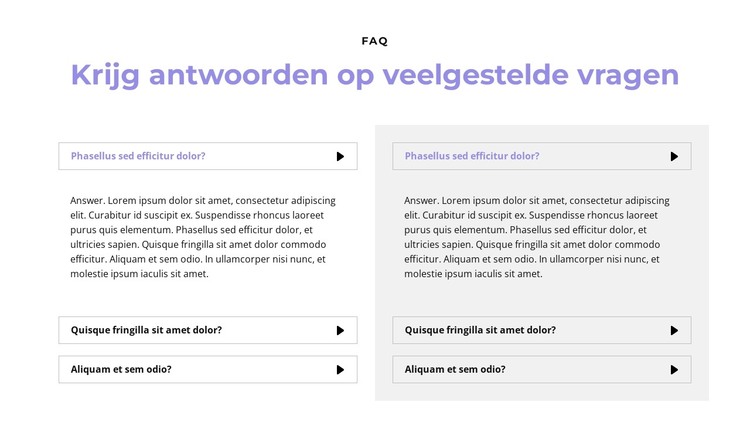 Vragen in twee kolommen HTML-sjabloon