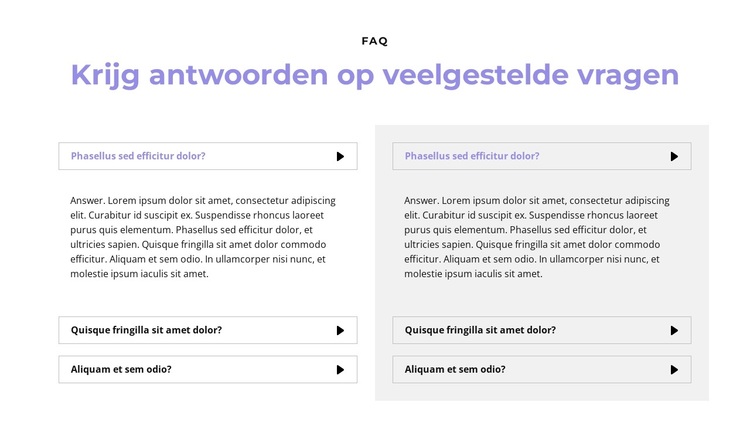 Vragen in twee kolommen WordPress-thema