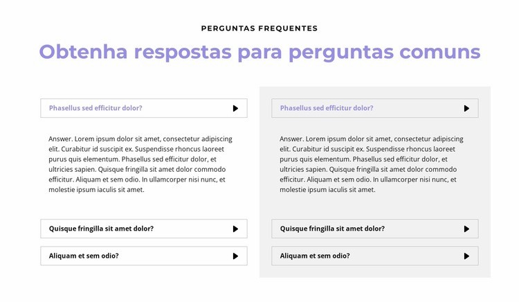 Perguntas em duas colunas Modelos de construtor de sites