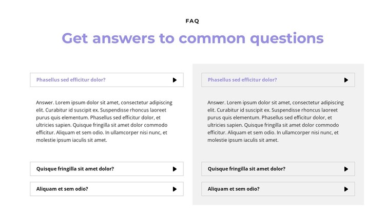 Questions in two columns Static Site Generator