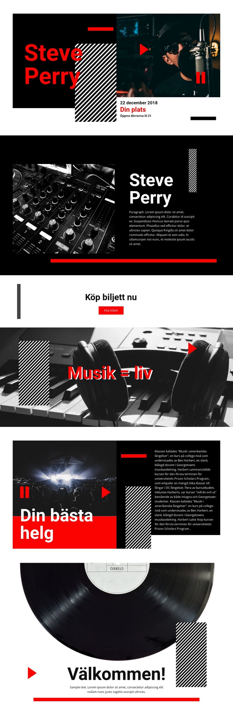Bästa kvalitetsmusik Webbplats mall