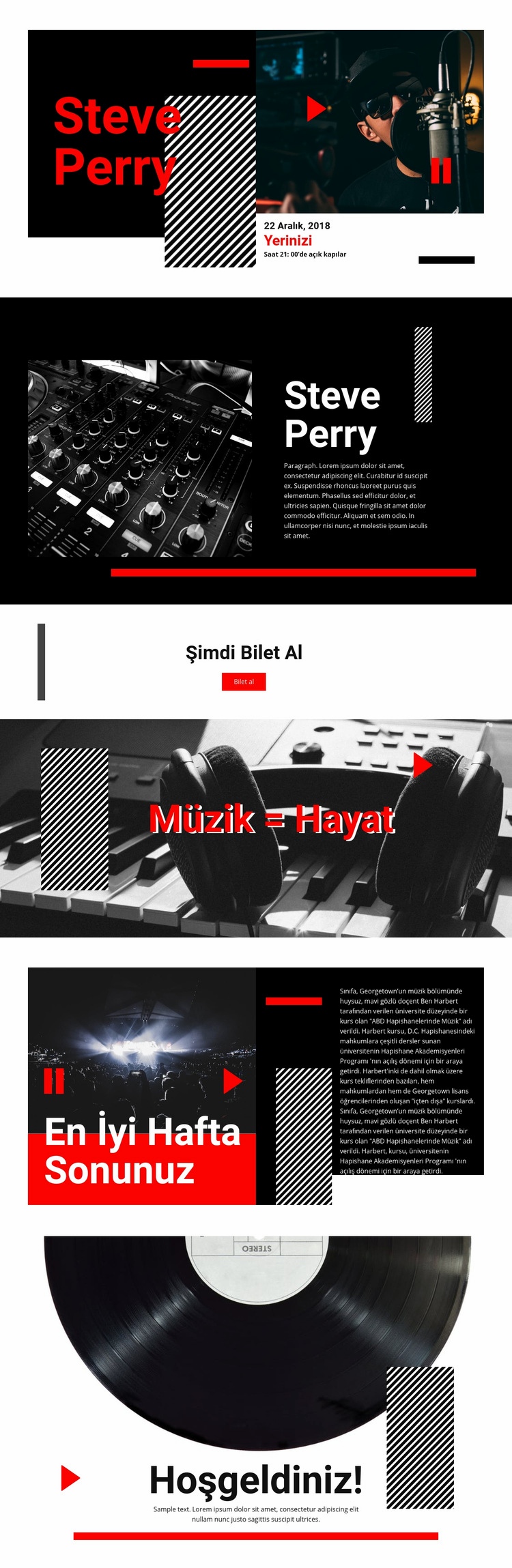 En kaliteli müzik Web Sitesi Mockup'ı