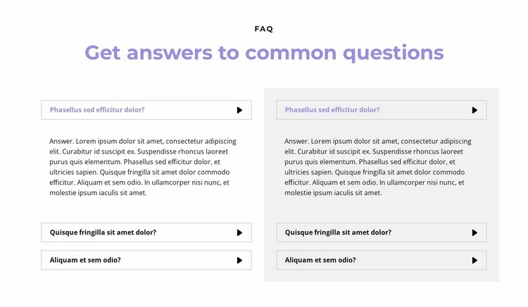 Questions in two columns Wix Template Alternative