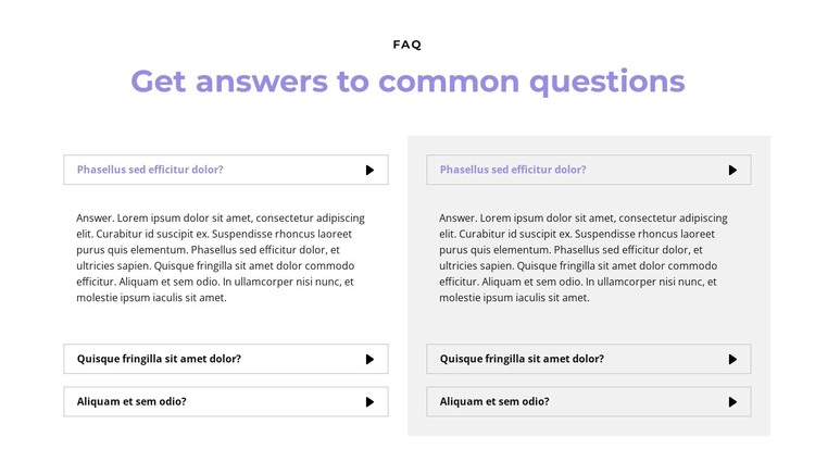 Questions in two columns WordPress Theme