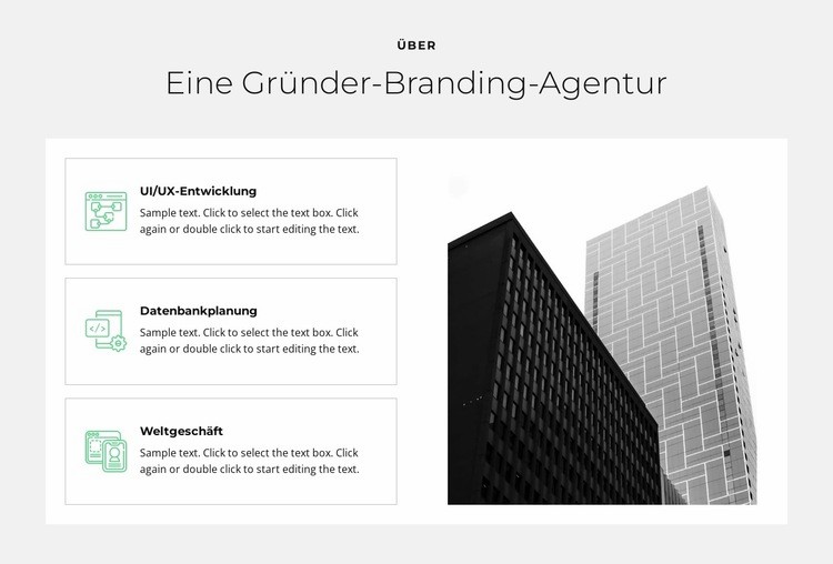 Eine Gründeragentur Landing Page