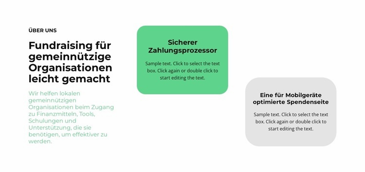 Text in verschiedenen Formen Landing Page