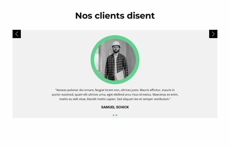 Avis sur le client Maquette de site Web