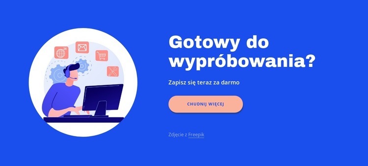 Tekst, przycisk z obrazem koła Kreator witryn internetowych HTML