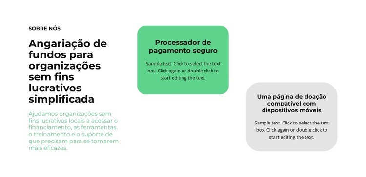 Texto em vários formatos Maquete do site