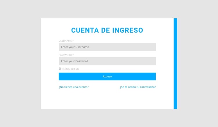 Inicio de sesión de cuenta con borde derecho Plantilla CSS