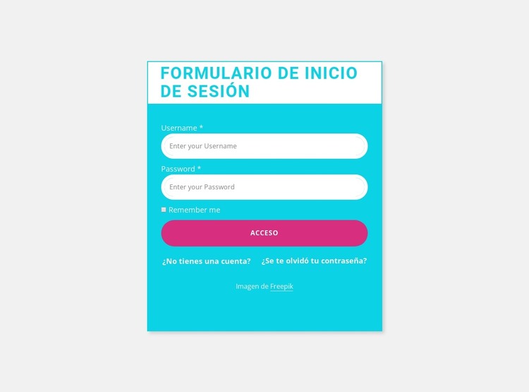 Formulario de inicio de sesión con fondo de color Plantilla HTML