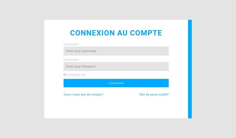 Connexion au compte avec bordure droite Créateur de site Web HTML