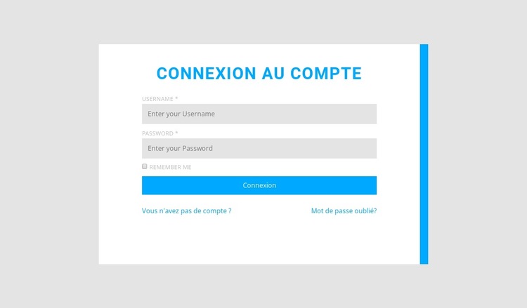 Connexion au compte avec bordure droite Modèle de site Web