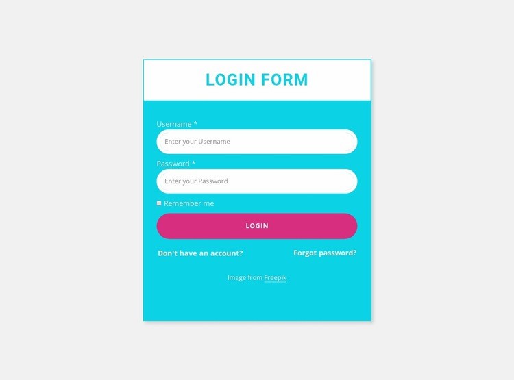 Login form with colored background Html Code Example
