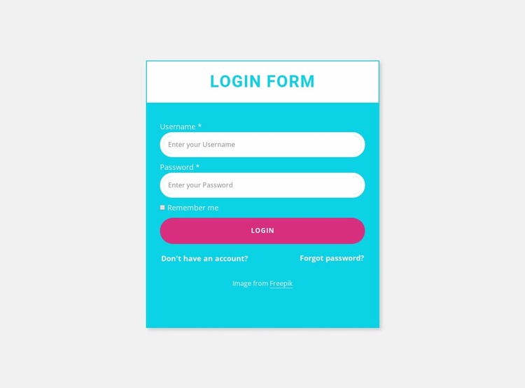 Login form with colored background Html Website Builder