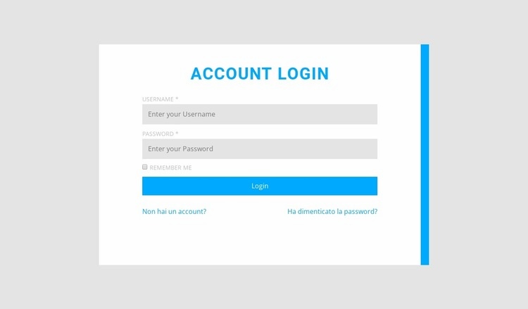 Accesso all'account con bordo destro Costruttore di siti web HTML