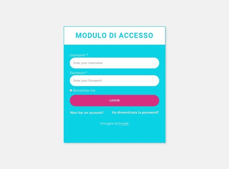 Modulo di accesso con sfondo colorato Modelli di Website Builder