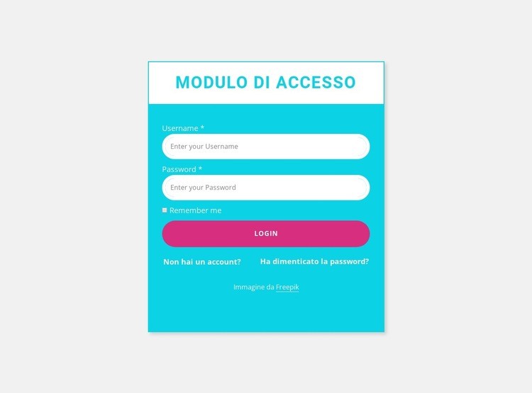 Modulo di accesso con sfondo colorato Progettazione di siti web
