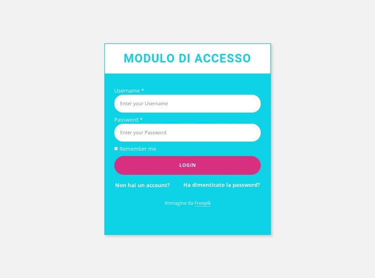 Modulo di accesso con sfondo colorato Modello CSS