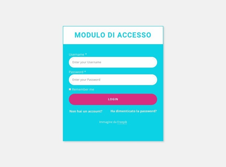 Modulo di accesso con sfondo colorato Modello HTML5