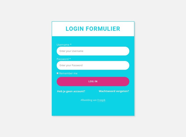 Inlogformulier met gekleurde achtergrond CSS-sjabloon