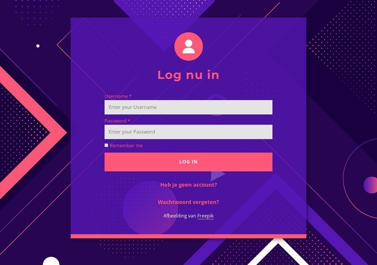 Log nu in Html Website Builder