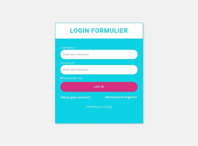 Inlogformulier met gekleurde achtergrond HTML5-sjabloon