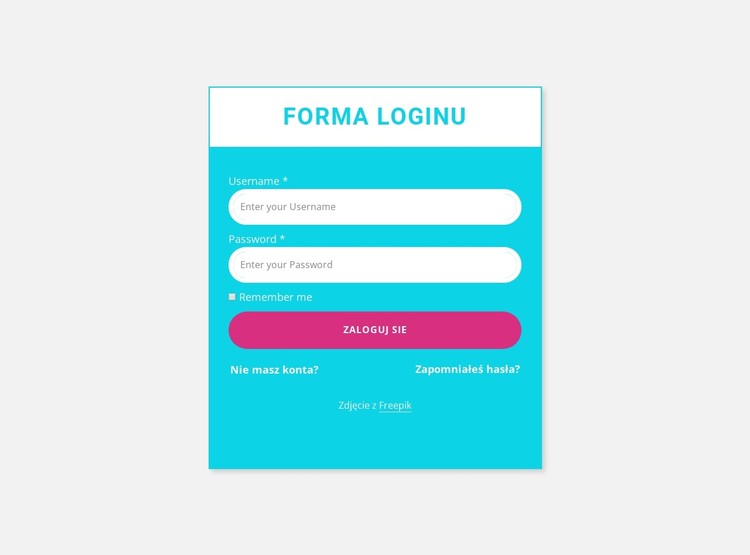 Formularz logowania z kolorowym tłem Szablon CSS