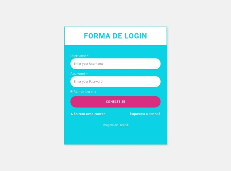 Formulário de login com fundo colorido Construtor de sites HTML