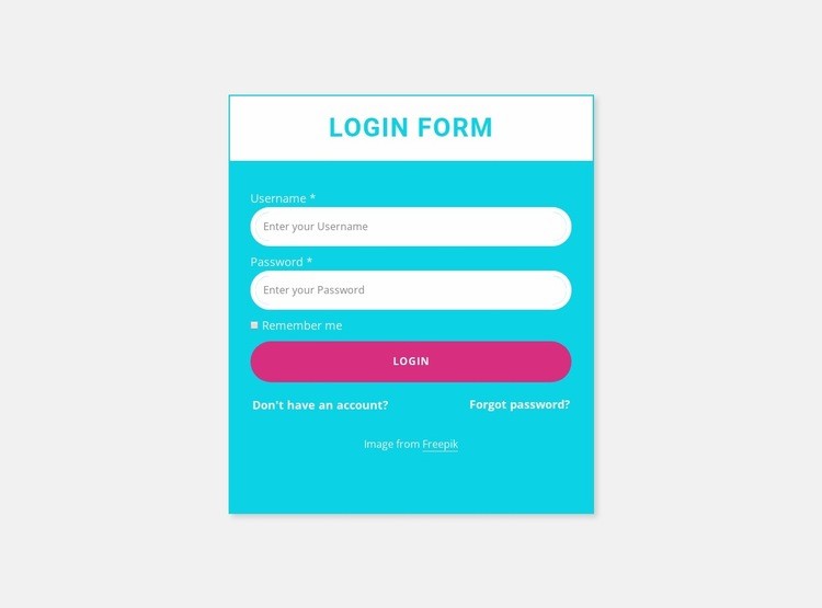 Login form with colored background Web Page Design
