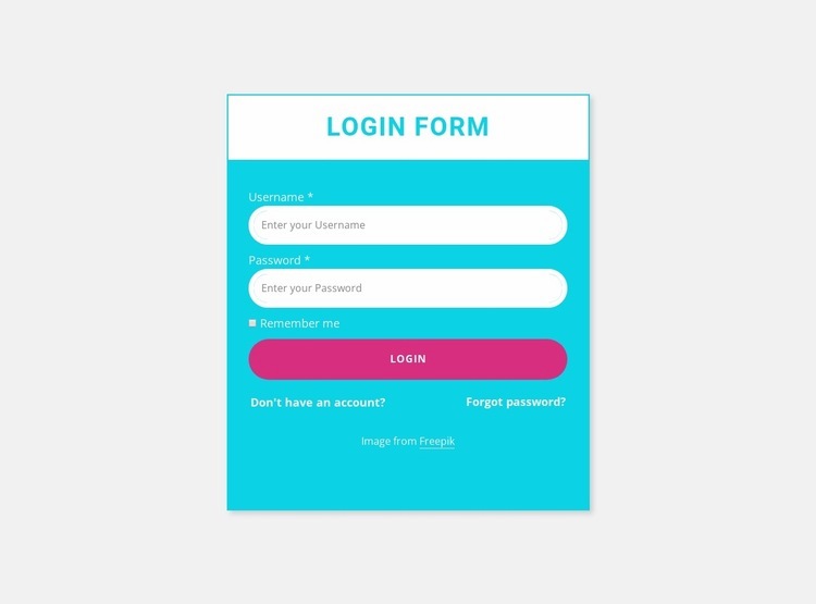 Login form with colored background Wix Template Alternative