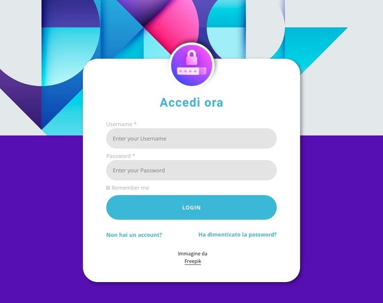 Modulo di accesso web design Mockup del sito web
