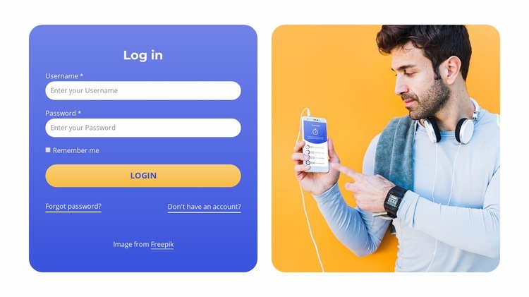 Login form with image Website Builder Templates