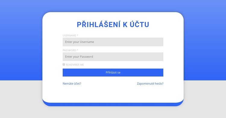 Přihlašovací formulář s tvarem Šablona CSS