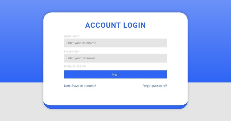 Login form with shape CSS Template