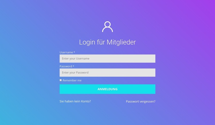 Login für Mitglieder CSS-Vorlage