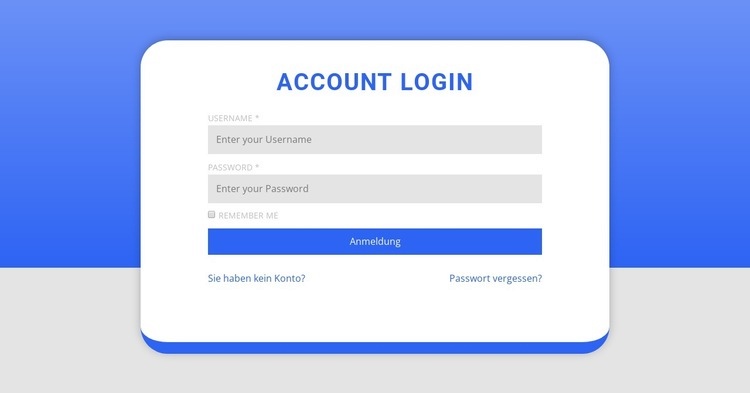 Anmeldeformular mit Form Eine Seitenvorlage