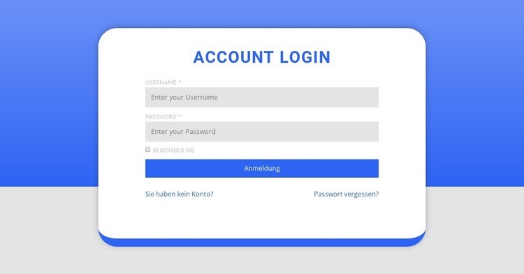 Anmeldeformular mit Form HTML Website Builder
