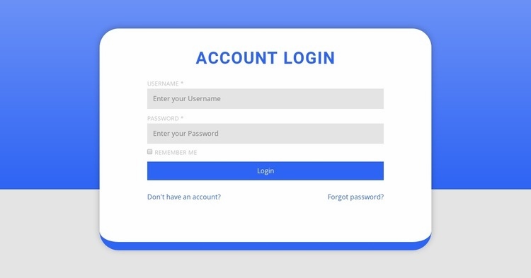 Login form with shape Elementor Template Alternative