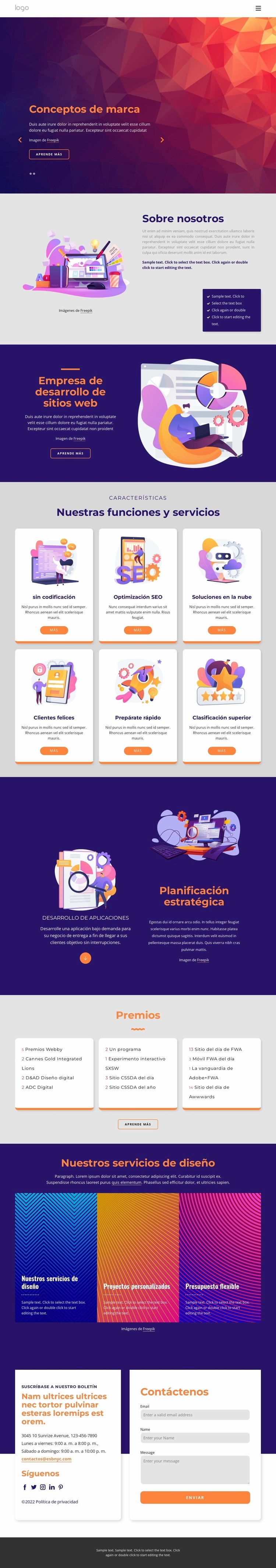 Conceptos de marca Creador de sitios web HTML