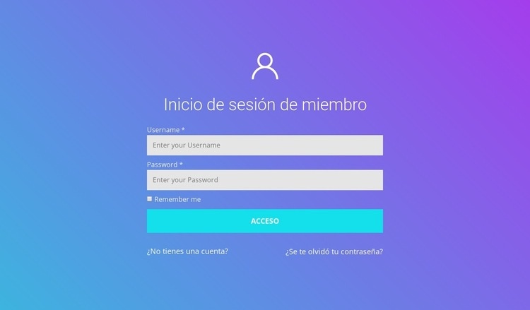 Inicio de sesión de miembro Plantillas de creación de sitios web