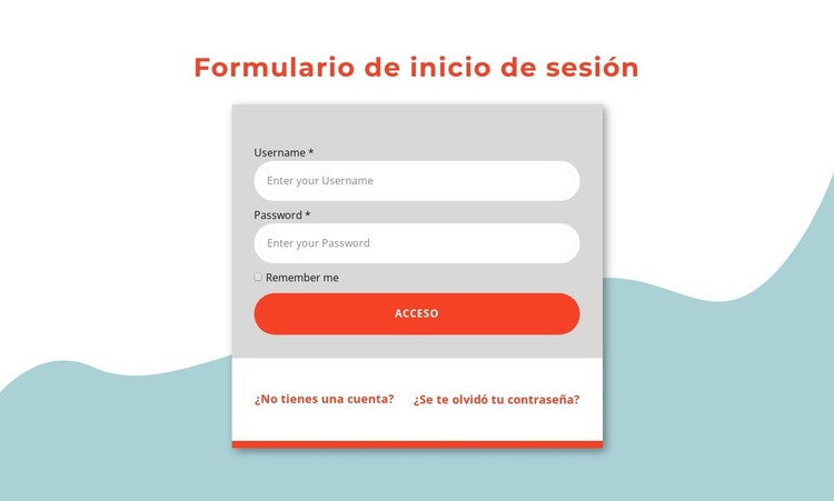 Diseño de formulario de inicio de sesión Plantilla HTML