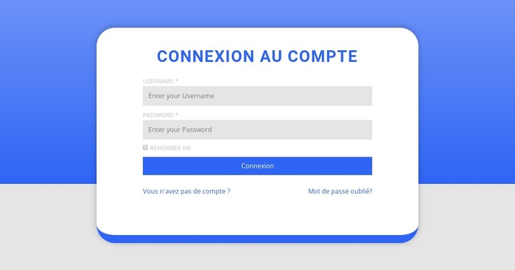 Formulaire de connexion avec forme Modèle CSS