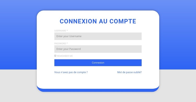 Formulaire de connexion avec forme Modèle HTML