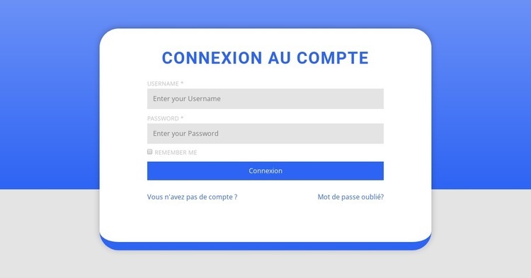 Formulaire de connexion avec forme Modèle HTML5