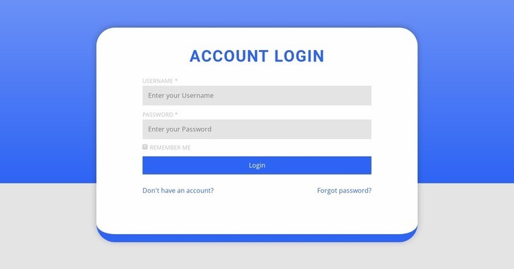 Login form with shape Homepage Design