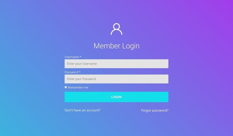 Member login Html Code Example