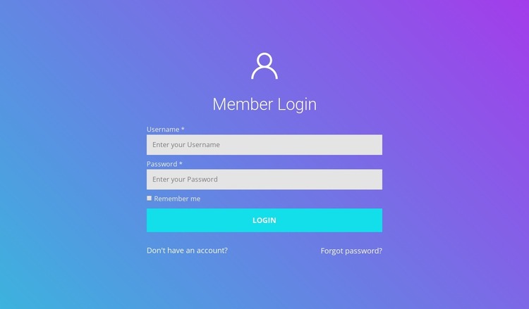 Member login Html Website Builder